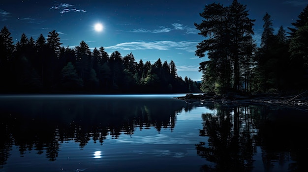 Reflection lake at night