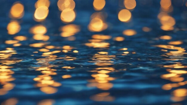 Reflection light on blue sea defocused abstract lights bokeh lights