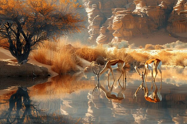 Photo a reflection of a mountain in a lake