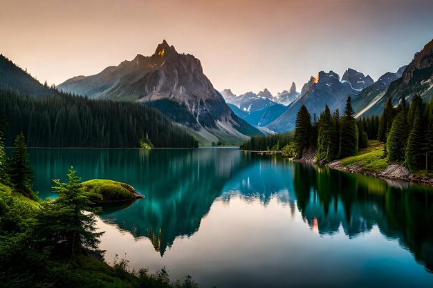 Reflection of mountains in the lake