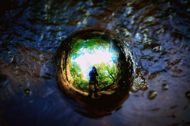 Reflection of person in water
