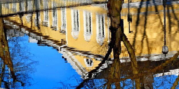 Reflection of puddle in water