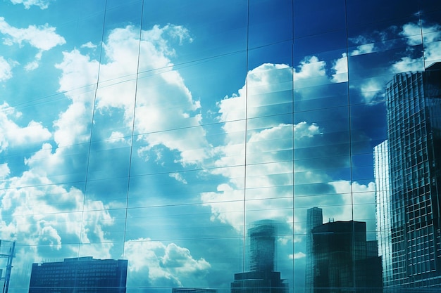 Reflection of the sky on a glass skyscraper