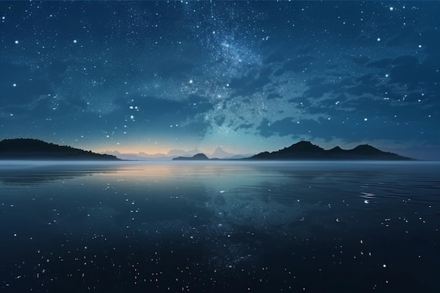 Reflection of the starry sky on the sea surface AI Generated