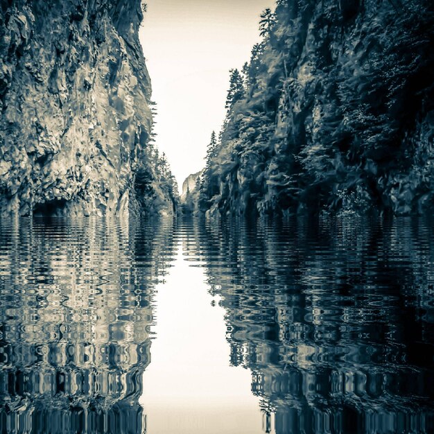 Foto il riflesso degli alberi nel lago contro il cielo