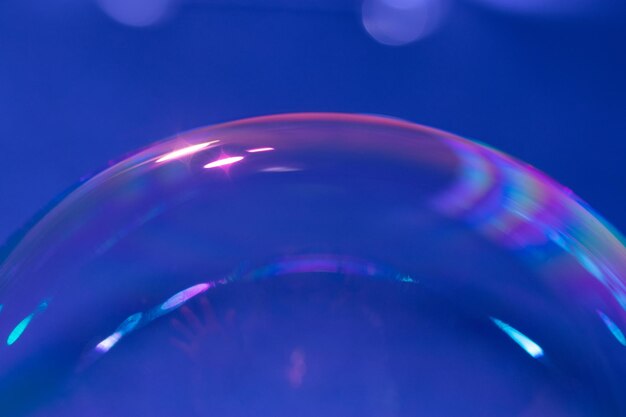 reflections in a blue soap bubble