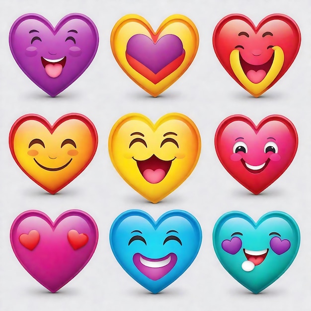 Foto riflessi del colore dell'amore emojis che esprimono diversità e felicità