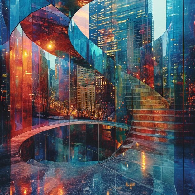 Reflections in glass buildings