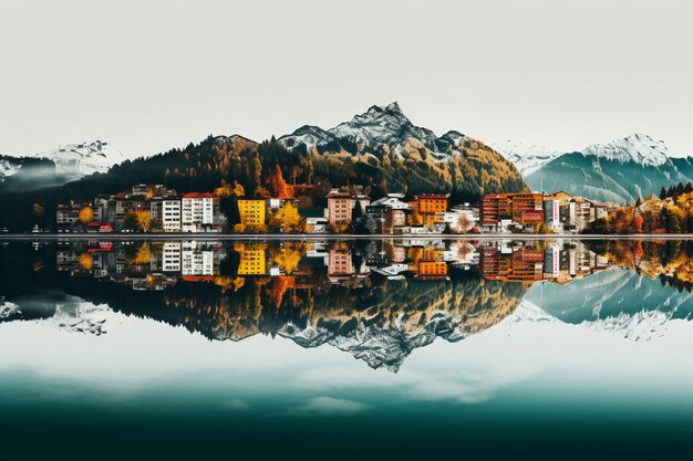 Reflections of mountain scenery in glassy alpine lakes