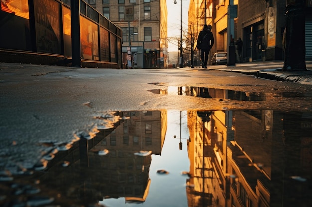 Photo reflections in urban puddles