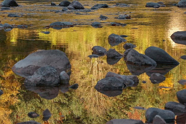 Photo reflections in the water in the valley of hecho