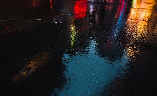 Photo reflections on wet asphalt