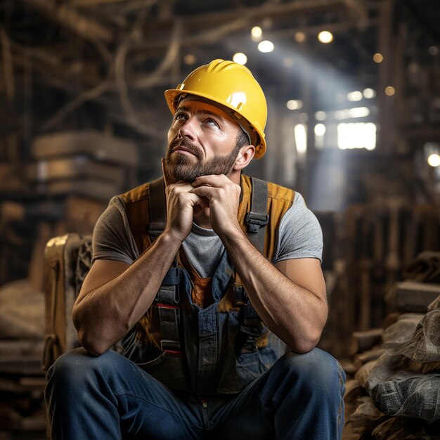 reflective construction site worker celebrating success