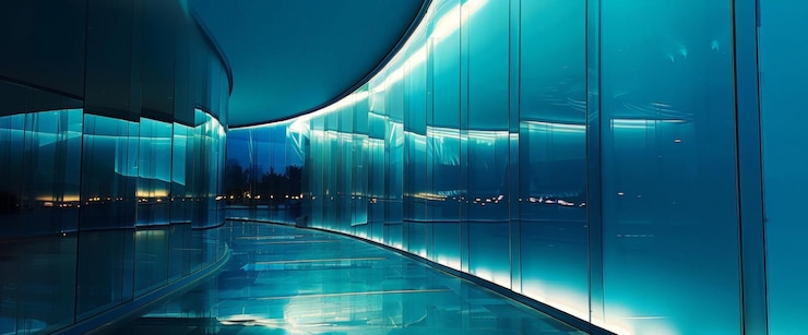 Photo reflective glass elevator interior