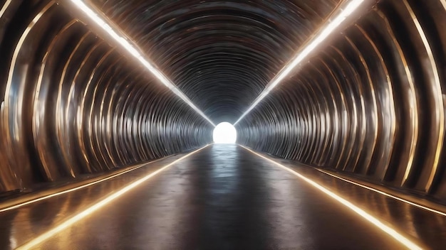 Photo reflective metal tunnel 4k uhd 3d illustration