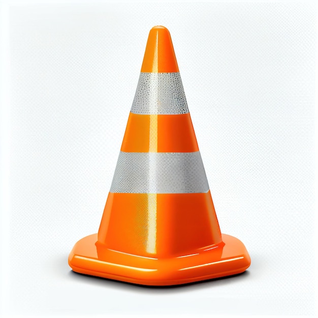 Photo reflective orange color traffic cone isolated on whit