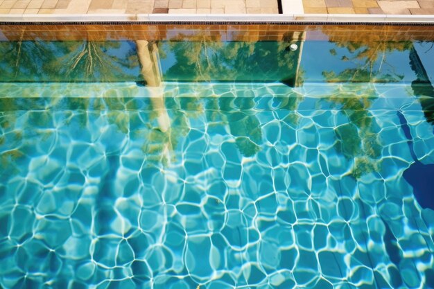 Reflective surface of a backyard swimming pool