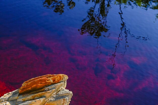 Reflective Waters of Rio Tinto Huelva with Mineral Deposits