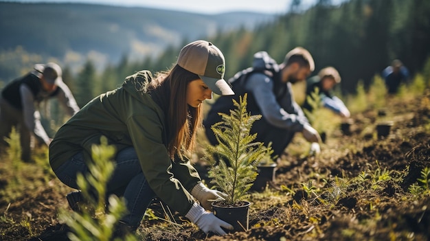 Reforestation of the forest is being done by a group of volunteers