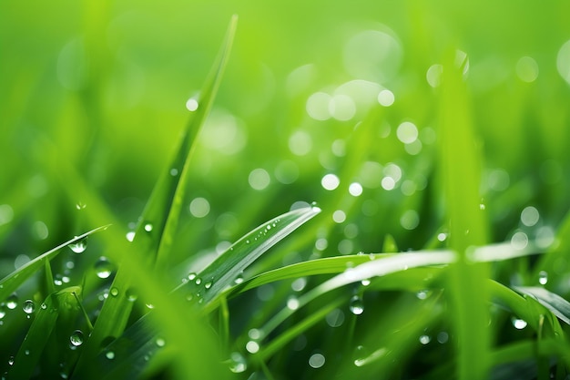 The Refreshing Beauty of Nature A Green Field with Dewdrops