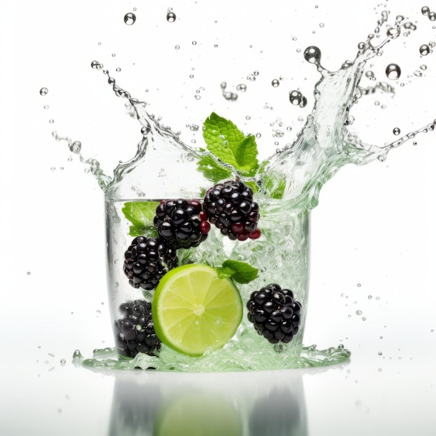 Photo refreshing blackberry lime splash a playful morbidity in precisionist style