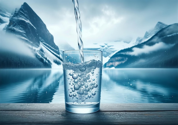 Refreshing Chill of Glacial Water in Glass
