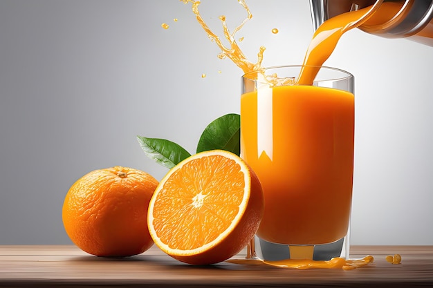 Refreshing Citrus Beverage in Glass with Splashing orange juice refreshing healthy and vibrant