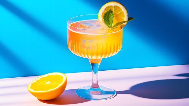 Refreshing Citrus Drink Glass of Orange Juice with a Zesty Lemon Slice for a B