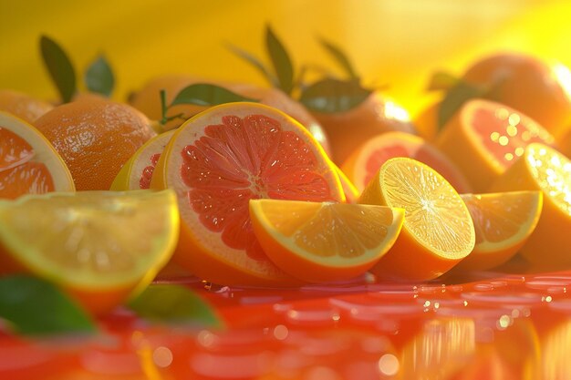 Photo refreshing citrus fruits arranged artfully octane