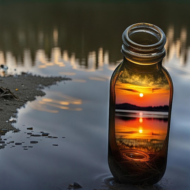 Refreshing Clear Liquid in Glass Bottle with Condensation and Moist Reflection