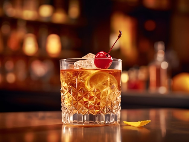 Refreshing Cocktail with a Cherry Garnish Stock Image for Easy Access and AIgenerated