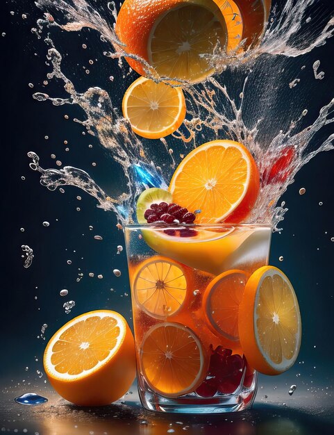 Refreshing cocktail with orange slices