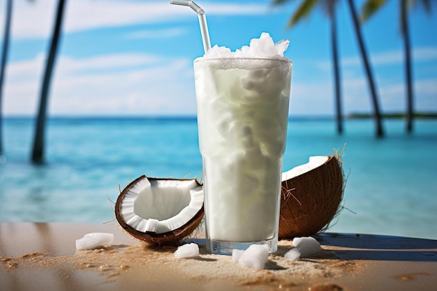 Photo refreshing coconut chill high quality fresh juice image photography