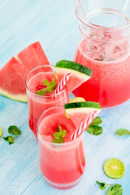 Refreshing cold watermelon juice smoothie drinks for summer