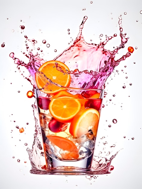 Refreshing colorful cocktails decorated with fruits and berries