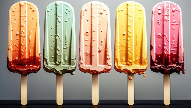 Refreshing colorful ice cream AI generated