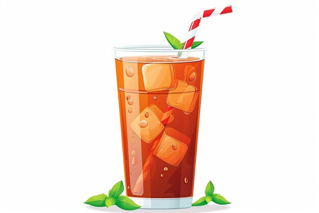 Of a refreshing cup of iced tea with lemon and ice cubes ar c