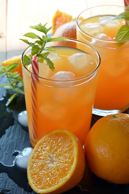 Refreshing drink orange and mint with a little vodka