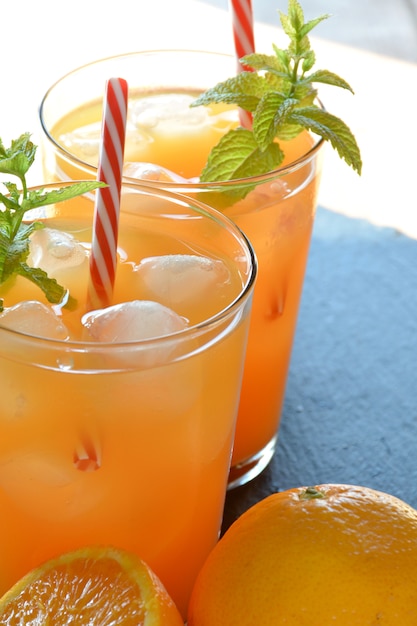 Refreshing drink orange and mint with a little vodka