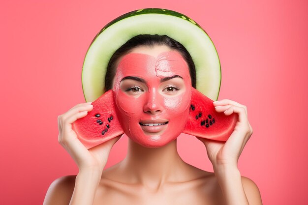 Photo a refreshing face mask or skincare product with watermelon extract