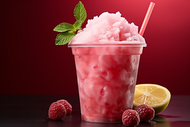 Refreshing frozen fruity treat in a plastic cup