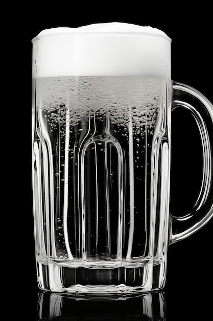 Photo a refreshing glass of beer on a sleek black background