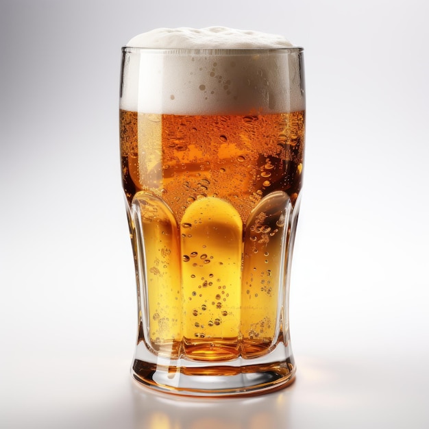 Refreshing Glass of Beer on White Background AI Generated