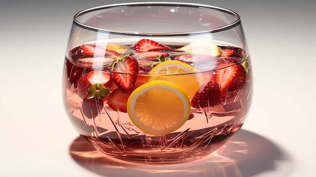 Refreshing Glass of Colorful and Fruity Sangria Filled