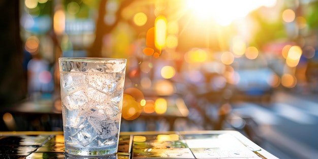 暑い夏の暑さの中で 涼しい水を飲む 暑さの中で水分を貯める