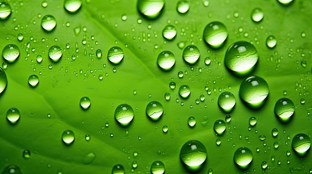 Refreshing green dew drops closeup shot of citrous drops on bright clean background