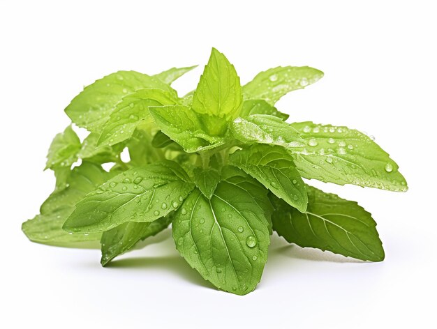 Photo refreshing green highquality mint plant on white background