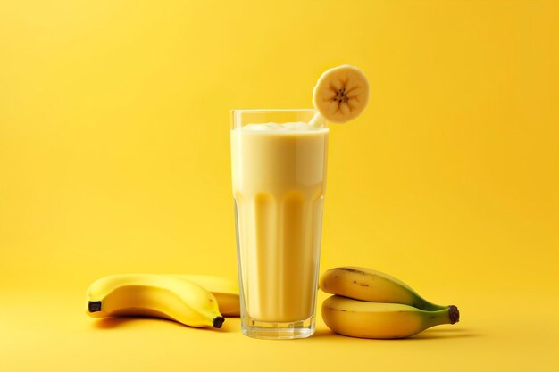 Refreshing green kiwi and banana smoothie in studio background