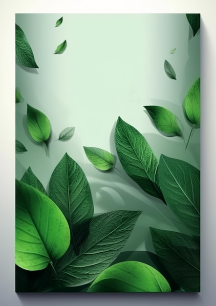 Refreshing green leaf template poster