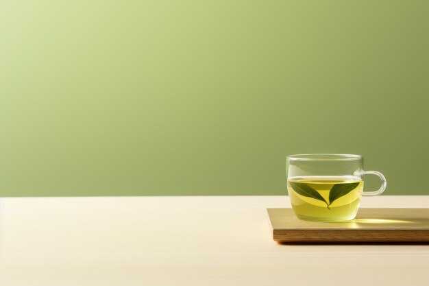 写真 緑茶を飲むと最小限のテーブルトップに ai が生成されます
